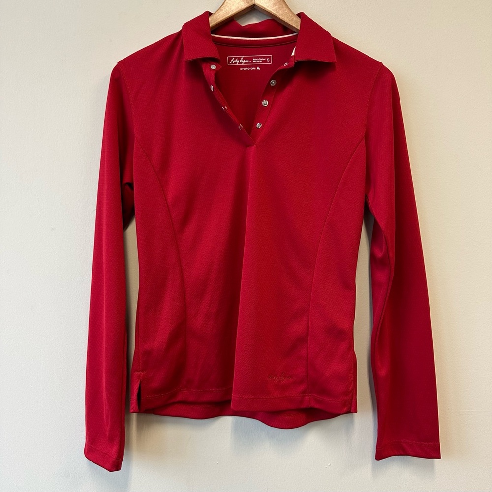 Lady Hagen Red Quarter Snap Collared Golf Shirt
